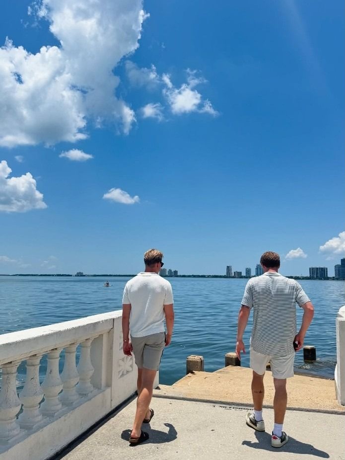 Owen Nurminen walking the bayfront